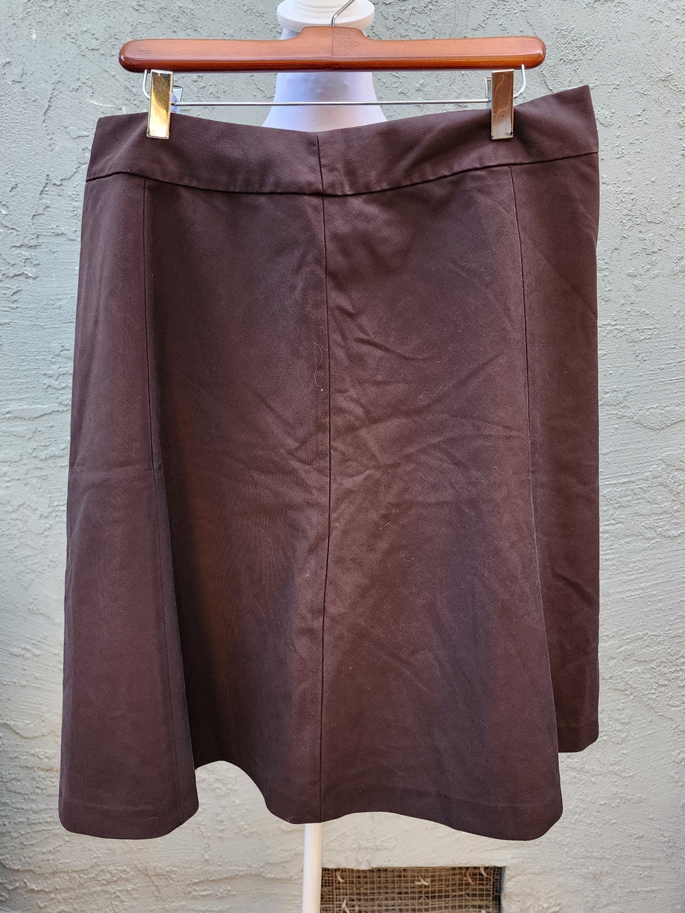 Merona Chocolate Brown A Line Paneled Midi Skirt Business Casual Size [12]